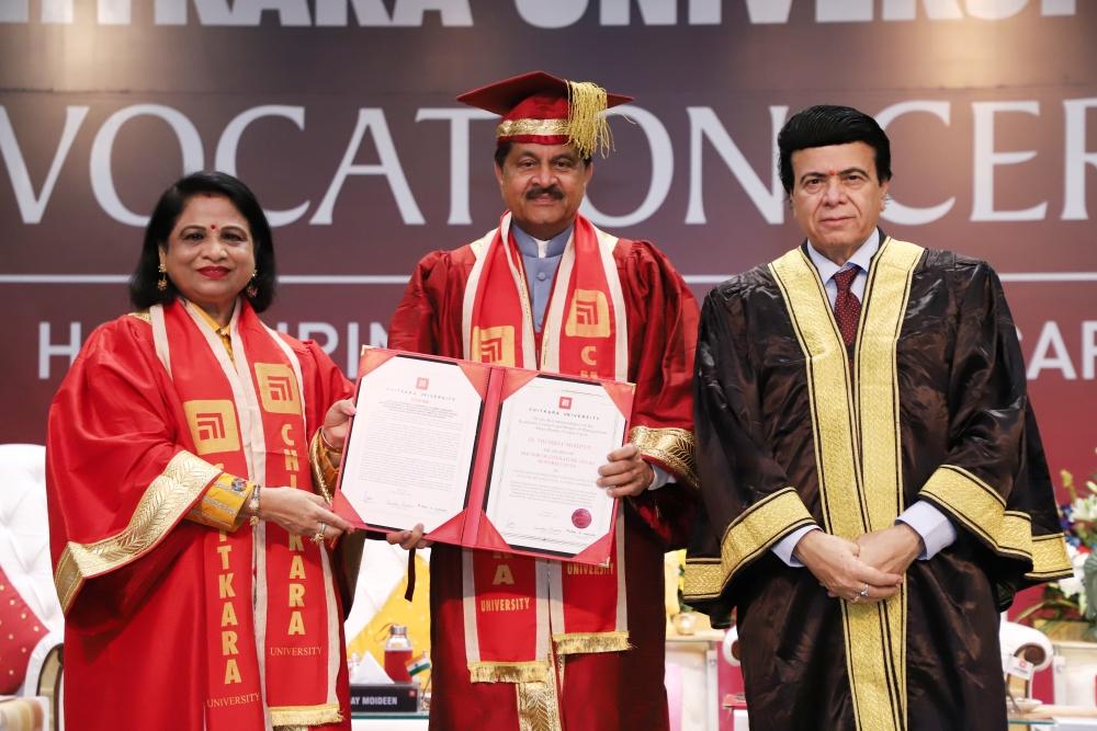 Dr. Thumbay Moideen honored with dual honorary Doctorates for pioneering contributions to healthcare and medical education