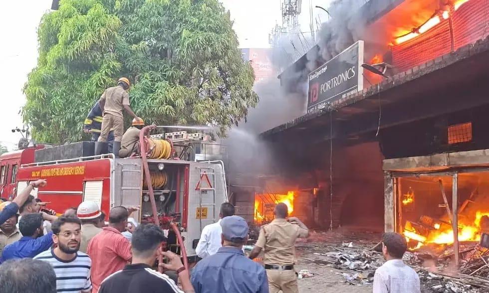 Udupi: Major fire engulfs commercial building, Several shops destroyed
