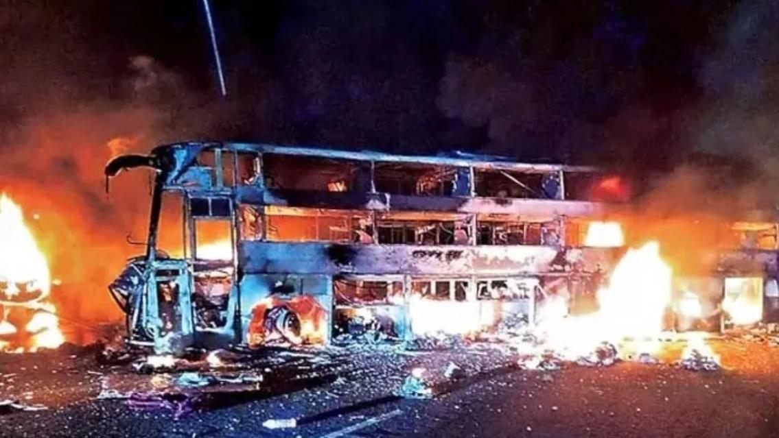 Three charred to death as sleeper bus crashes into container lorry, bursts into flames in Nandyal