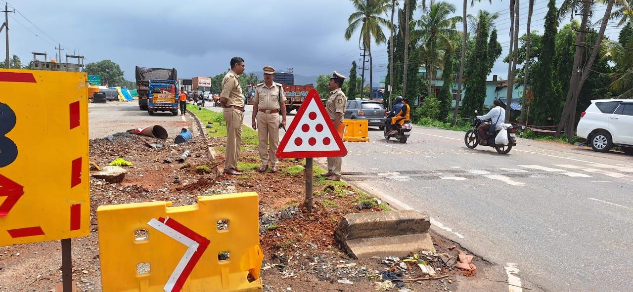 SP inspects fatal NH-66 accident site in Murdeshwar, reviews safety measures