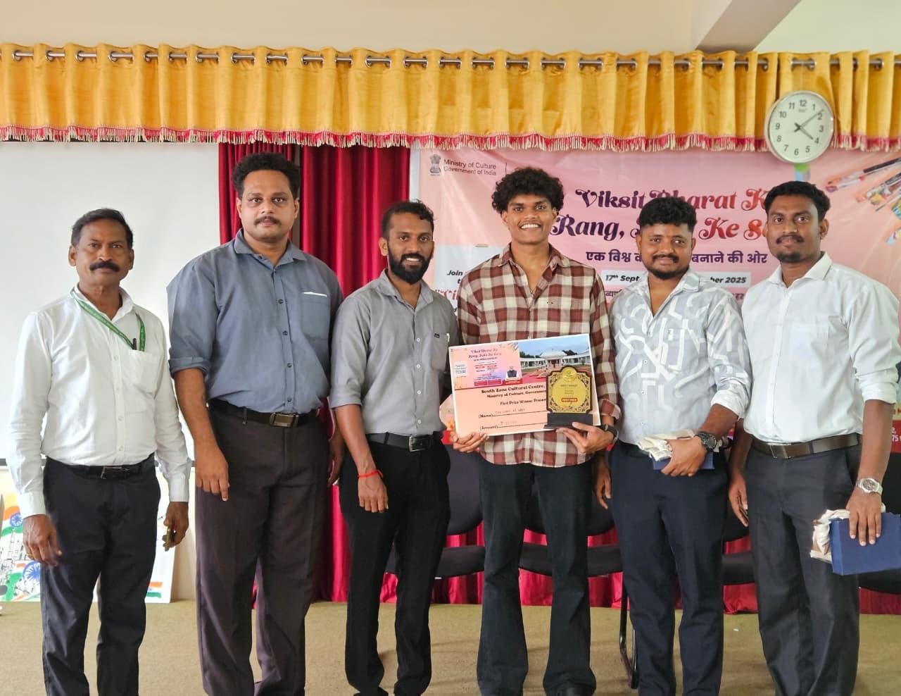 Bhatkal youth wins first place in painting competition, to represent Karnataka at National level